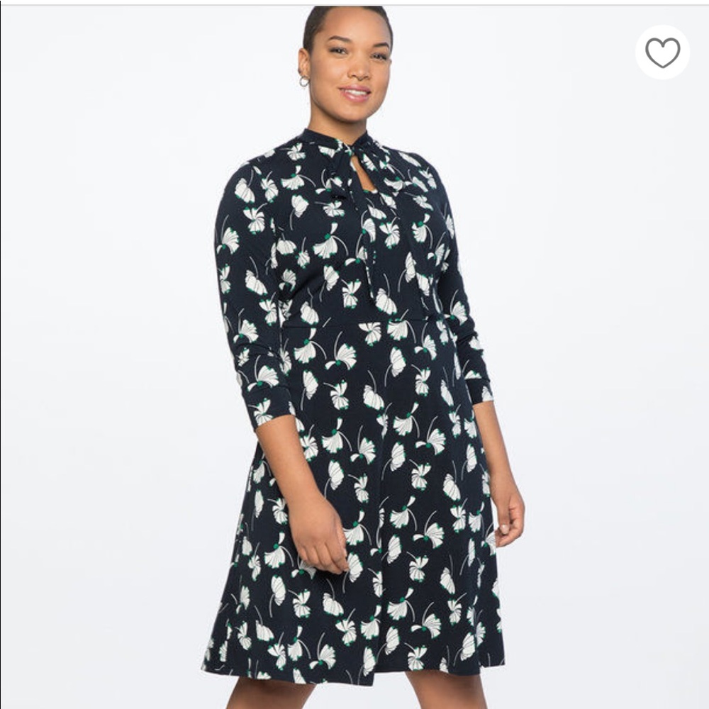 Eloquii Tie Neck Midi Dress